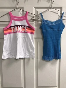 Justice Girls’ Dance Tank Top (Size 8) & Blue Tank Top (Size 6/7) Good Condition - Picture 1 of 12