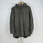 Esprit womens anorak jacket size 10 khaki green hooded long sleeve cotton 061435