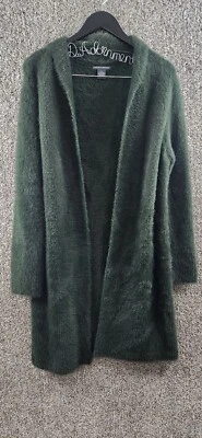 Chelsea & Theodore Green Fuzzy Cardigan Sweater with Pockets Women's Size M - Image 1 of 4