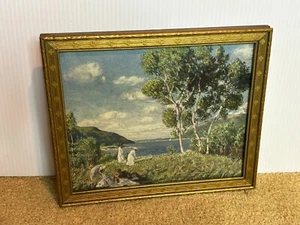 Antique 1800s Meister der Farbe EA Seeman Parisian Seascape 7x9 Print Gold Frame - Picture 1 of 8