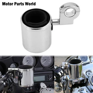 Motorcycle Cup Holder Universal Chrome Handlebar Drink Bottle Holder for Harley - Picture 1 of 11