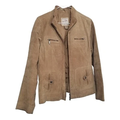 Chaqueta de abrigo de gamuza tostada talla mediana con volantes talla mediana Foto 1 de 4