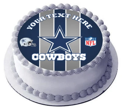 Topper de imagen comestible para pastel de los Dallas Cowboys. Pegatinas precortadas comestibles. Foto 1 de 4