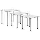 3x Nesting Tables Tempered Glass Stackable End Table Black/Transparent vidaXL