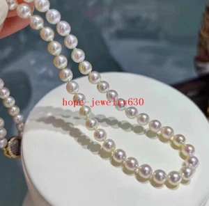 18" 7-8MM AAA++ GENUINE WHITE AKOYA PEARL NECKLACE fashion WOMEN'S necklace - Picture 1 of 5