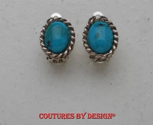 St John Sterling Silver (.925) Clip Earrings/Turquoise Stone NWT MSRP $170 - Imagen 1 de 2