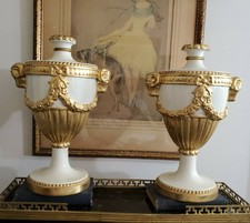 Pair Carved Gilt Wood Decorative Urns  / Lamp Bases