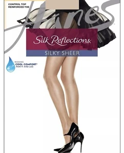 Hanes Strumpfhose verstärkte Spitze transparente Seide Reflexionen Kontrolle Top cool Komfort - Bild 1 von 8