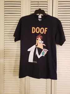 DISNEY Phineas and Ferb Dr Heinz Doofenshmirtz Black T Shirt Mens Size Medium - Picture 1 of 5