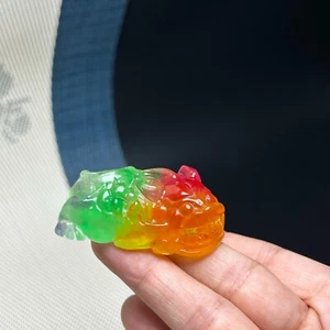 Colourful Fengshui Natural Icy Myanmar Jade jadeite Pi Xiu Pendant&NeckLace - Picture 1 of 12