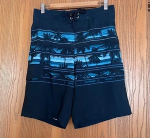SONOMA SIZE S MENS SWIM TRUNKS NAVY PALM TREES 9.5” INSEAM DRAWSTRING WAIST - Picture 1 of 7