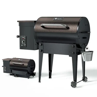 KINGCHII 456sq in Wood Pellet Smoker and Grill BBQ with Auto Temperature Control - Bronze