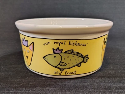 De colección, cuenco "Adventure Cat", diseño Ursula Dodge, plato de gres de 6", firma Foto 1 de 4