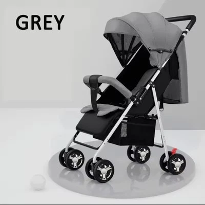 Leichter klappbarer Kinderwagen Grau, 5-Punkt-Gurt, Buggy ab Geburt, Max 30kg  - Bild 1 von 4