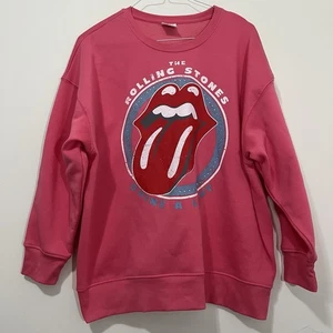 Rolling Stones Shine A Light Pink Sweatshirt Beaded Logo XXL Women’s Crew Neck - Picture 1 of 12