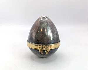 Silver Toned White Metal Egg Shaped Pill Box A99 W768 - Picture 1 of 9