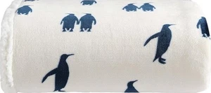 Eddie Bauer Emperor Penguin Throw Blanket Soft Reversible Sherpa/Brushed Fleece - Picture 1 of 6