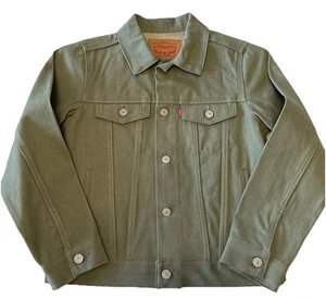 Levi's Boys Trucker Jacket Olive Green Denim Jean Large 12-13 Levis Strauss NEW - Picture 1 of 8