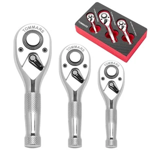 Stubby Ratsche Set, 1/4", 3/8", 1/2" Antrieb Ratsche Griff Schraubenschlüssel 72 Zähne Qui... - Bild 1 von 8