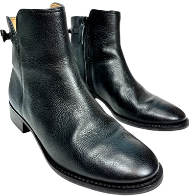 Talbots women's size 5M Black Leather Zip-up Ankle Booties Made in Brazil - Imagem 1 de 4