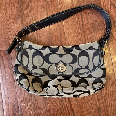 VTG Coach F15171 Black/Gray Signature C Jacquard Two-Way Shoulder Bag Purse Read - Image 1 of 4