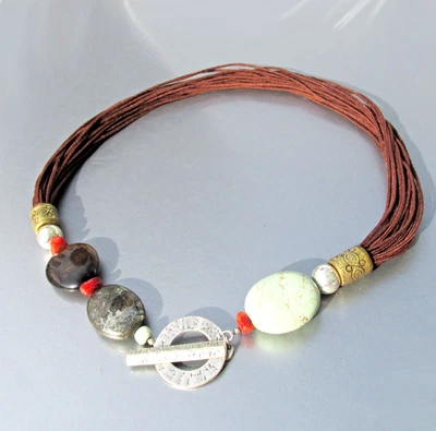 Collar retirado SILPADA plata esterlina palanca howlita ojo de tigre cordón N1891 Foto 1 de 4