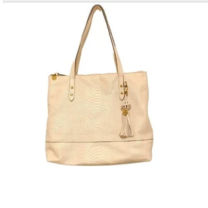 The Sak elfenbein cremefarben genarbtes Leder Shopper Reißverschluss oben Beuteltasche Schultertasche Handtasche - Bild 1 von 12