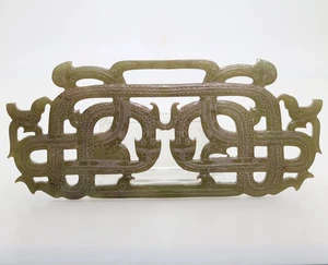 collected Chinese ,-carved HeTian jade pendant openwork twining dragon D437 - Picture 1 of 3
