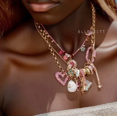 Collares estilo Zara rosa en forma de corazón circón brillante geométrico encanto Foto 1 de 4