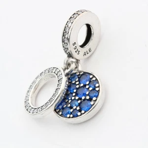Original Pandora Pave Doppelscheibe Blau & Klar CZ Dangle Charm 799186C01 - Bild 1 von 3