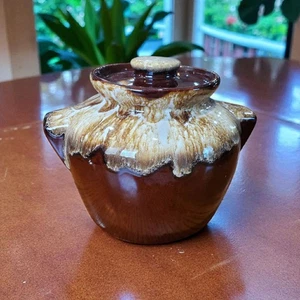 Vintage Brown Drip Glaze Handled Bean Pot w/ Lid, Robinson Ransbottom Pottery... - Picture 1 of 8