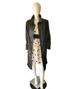 Gabardina de cuero suave negra Y2K de colección XL Mob Wife Goth Matrix ropa de calle años 90 - Imagen 1 de 19