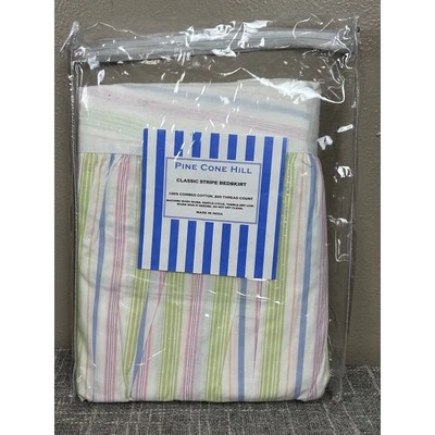 Юбка для кровати Pine Cone Hill классическая в полоску 200 нитей расчесанная хлопковая королевская - Изображение 1 из 4