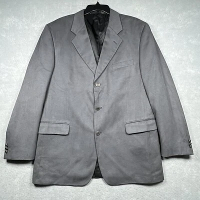 Chaqueta Blazer Oleg Cassini Para Hombre 44 Larga Tres Botones 100% Gris Microsvede Foto 1 de 4
