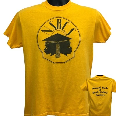 Camiseta De Colección Años 80 Estudio Nacional de Estudiantes Universitarios Negra Para Hombre Mediana Naranja Foto 1 de 4