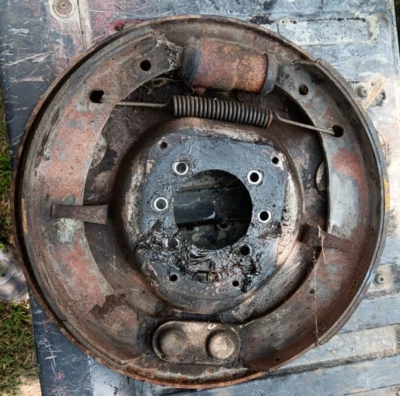 Driver Side Front Inner Brake Plate with Parts From a 1947 Studebaker Truck M16 - Image 1 of 4