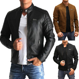 Jack & Jones Herren Lederjacke Slim Fit Jacke PU Kunstleder Biker S M L XL XXL