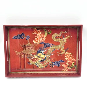 Williams Sonoma Lunar New Year Large Red Dragon Wood Lacquer Tray 22" x 15" NEW - Picture 1 of 5