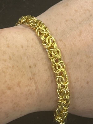 STERLING SILVER & VERMEIL BYZANTINE STATEMENT BRACELET 8" - ESTATE B - Image 1 of 4