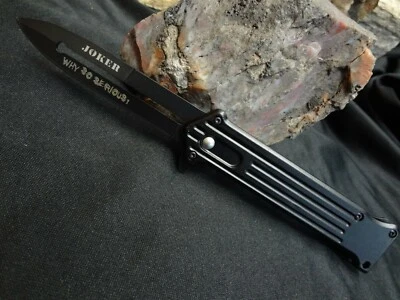 TAC-FORCE Tac Force Assisted Blade W Groove Pocket Knife WHY SO SERIOUS All Black EDC