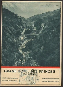 EAUX-BONNES GRAND HOTEL DES PRINCES PUBLICITE 1930  - Picture 1 of 1