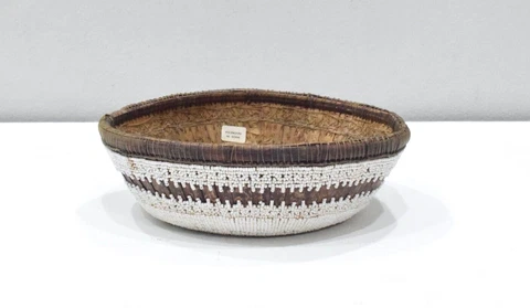 Basket Bali Indonesia Beaded Mirror Basket Cover
