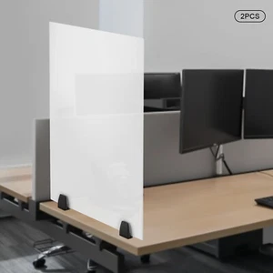 2pcs Acrylic Sneeze Guard Desk Divider, Tabletop Clear Dual Frosted - Picture 1 of 14