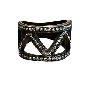 Baublebar Rhinestone Ring Brass color Chevron Zig Zag Size 6.5 - Picture 1 of 5
