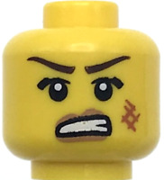 LEGO 1 X JAUNE tête pour Homme Male Figurine figure Barbe Chaume Angry 