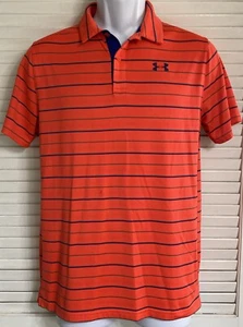 Under Armour Boys' Striped Golf Polo, YXL, Orange, Heatgear - Picture 1 of 5