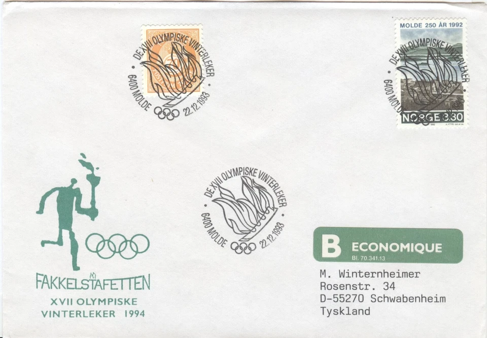 Norway Olympic Games Lillehammer 1994 Torchrelay Molde 22.12.1993 - Image 1 of 1