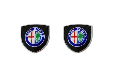 2pcs Alfa Romeo Logo Body Side Wing Fender C-Pillar Emblem Badge Sticker Black - Image 1 of 3