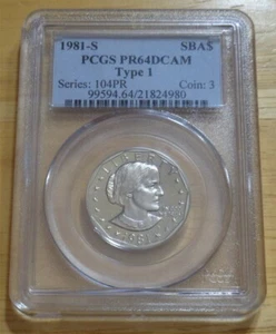 1981-S Type 1 Proof Susan B. Anthony Dollar - PCGS graded PR64DCAM - Picture 1 of 2