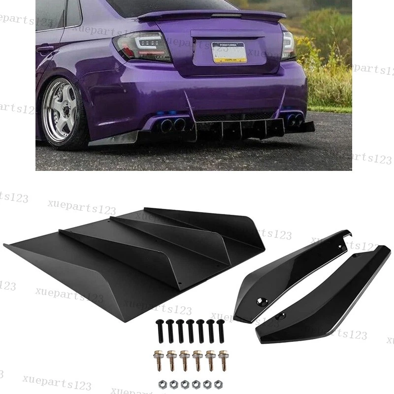 For Subaru WRX STI BRZ Rear Bumper Diffuser 4-Fin Spoiler Splitter + Rear Spats - Image 1 of 4